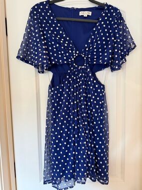 She + Sky Royal Blue Daisy Ring-Front Midi Dress